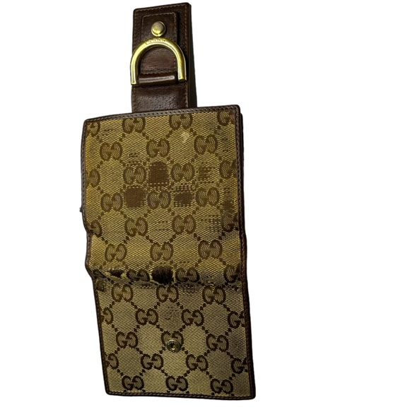 Gucci Vintage Abbey Monogram GG Canvas and Leather Gold Buckle BiFold Wallet - Picture 9 of 15